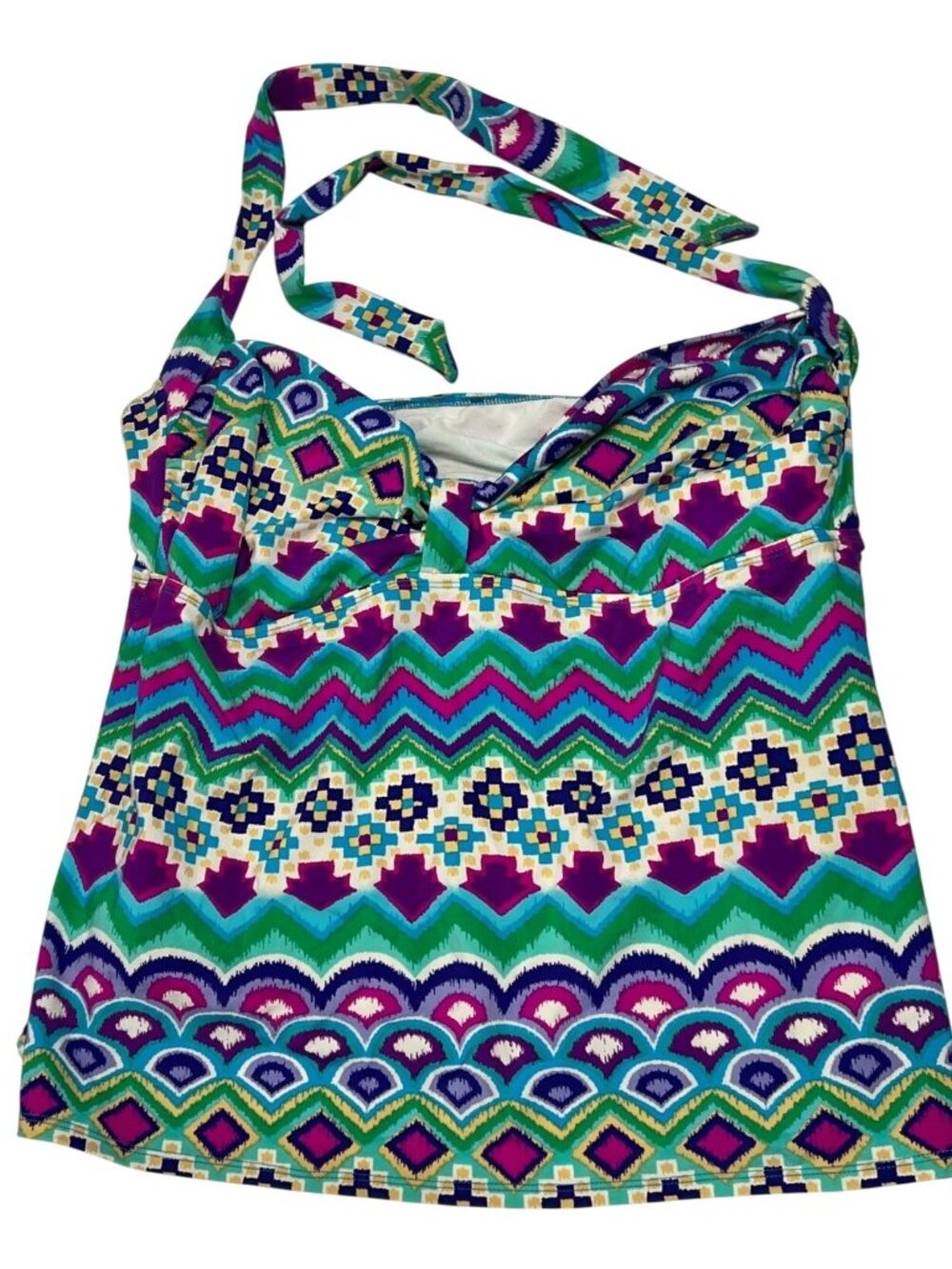 Multicolor Geometric Print Tankini Swimsuit Top APT. 9 Womens Size 2X Pool Beach